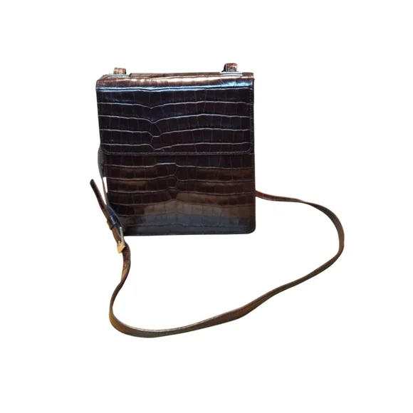 Enzo Angiolini Croc-Embossed Crossbody Bag in Brown - Picture 10 of 16